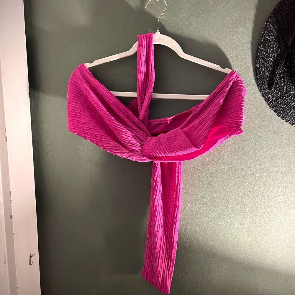 SHEIN One Shoulder Draped Front Crop Top